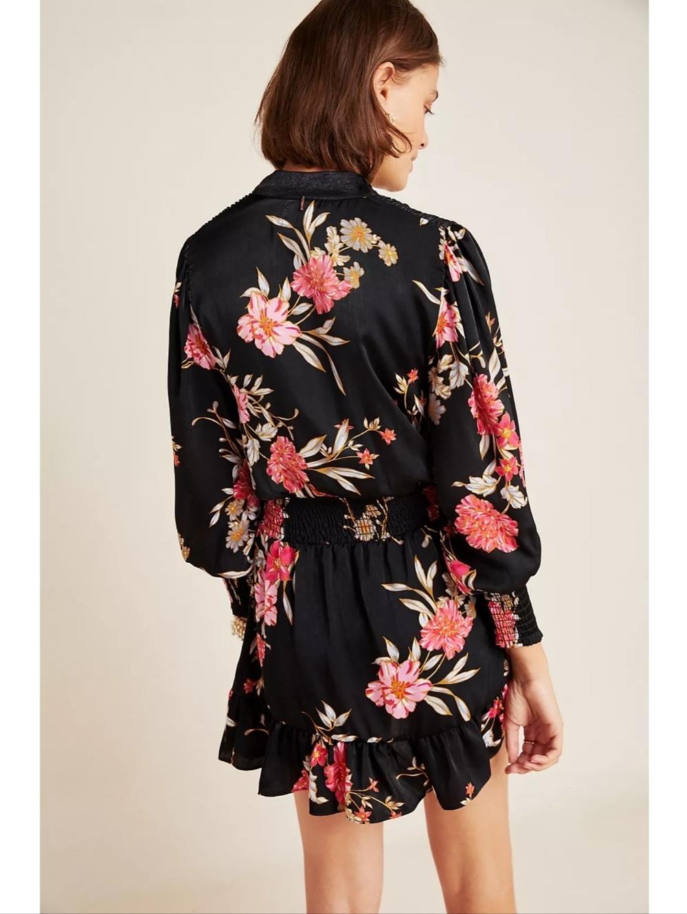 Misa Los Angeles Iyana Tie Neck Floral Mini Dress Size XS - Picture 3 of 8